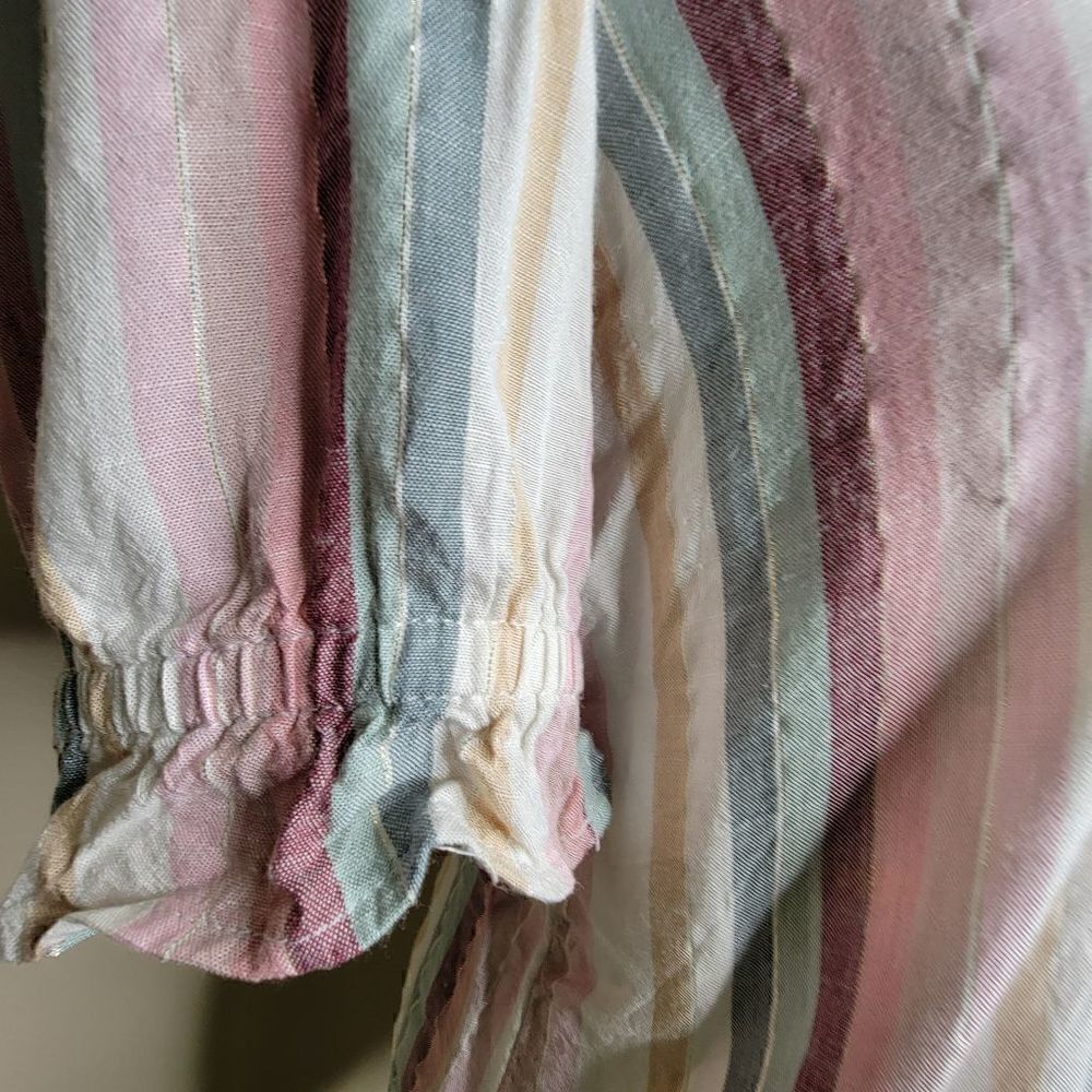 Alison Andrews Multicolor Stripe Metallic Short Sleeve Blouse Size Small - Picture 8 of 10